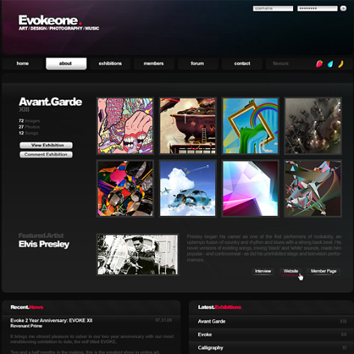 EvokeOne's website in full effect